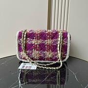 Chanel 25N large flap bag purple tweed shearling lambskin gold tone metal - 26.5x16.5x9cm - 4