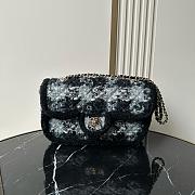 Chanel 25N large flap bag black tweed shearling lambskin gold tone metal - 26.5x16.5x9cm - 1