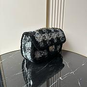 Chanel 25N large flap bag black tweed shearling lambskin gold tone metal - 26.5x16.5x9cm - 4