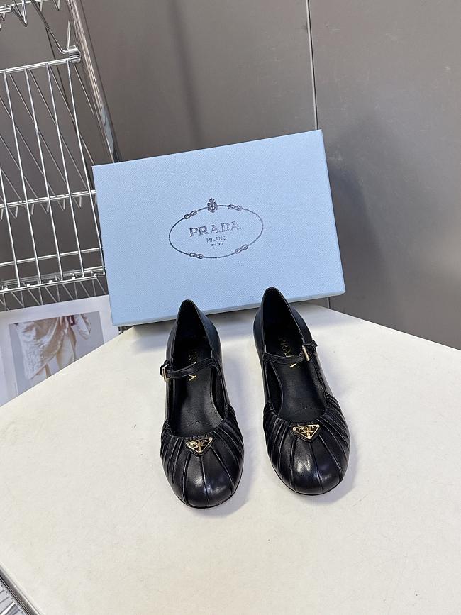 Prada black leather Mary Jane ballerina pump 35mm - 1