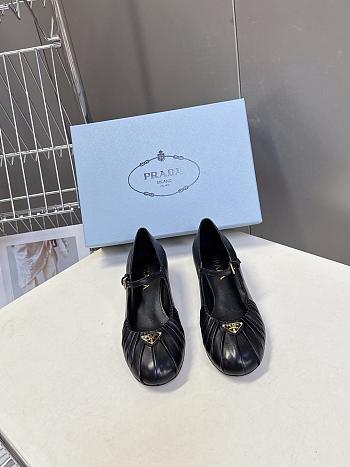 Prada black leather Mary Jane ballerina pump 35mm