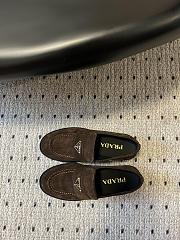 Prada chocolate brown suede triangle-logo loafers - 5
