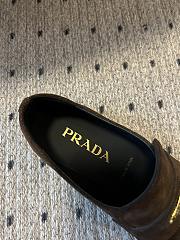Prada chocolate brown suede triangle-logo loafers - 6