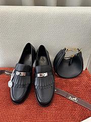 Hermès Destin loafers in black fringed calfskin with a Kelly buckle - 5
