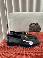 Hermès Paris loafers in black goatskin leather with a gold-plated H buckle - 3