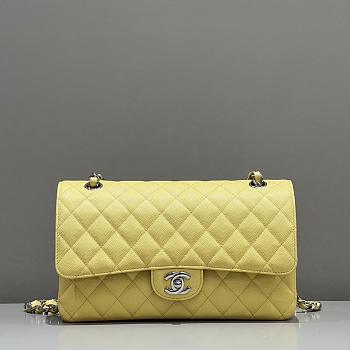 Chanel Yellow Caviar Quilted Classic Flap Medium Silver Hardware bag