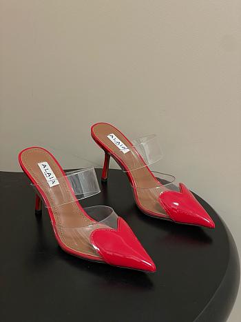 ALAÏA LE COEUR 90MM Patent Mule in Red
