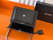YSL Sunset Crocodile Black Bag with Silver Hardware 22cm - 5
