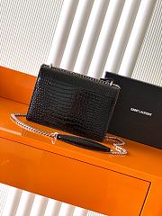 YSL Sunset Crocodile Black Bag with Silver Hardware 22cm - 4