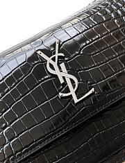 YSL Sunset Crocodile Black Bag with Silver Hardware 22cm - 3