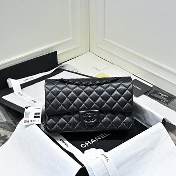 Chanel Lambskin Quilted Jumbo Double Flap So Black 25.5x15.5x6.5cm