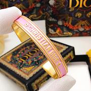 CHRISTIAN DIOR Metal Enamel Code Bangle Bracelet Pink Gold - 5