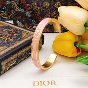 CHRISTIAN DIOR Metal Enamel Code Bangle Bracelet Pink Gold - 3