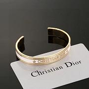 CHRISTIAN DIOR Metal Enamel Code Bangle Bracelet White - 1