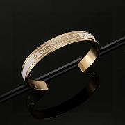 CHRISTIAN DIOR Metal Enamel Code Bangle Bracelet White - 6