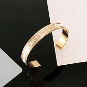 CHRISTIAN DIOR Metal Enamel Code Bangle Bracelet White - 5