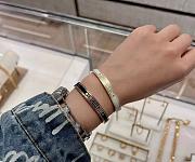 CHRISTIAN DIOR Metal Enamel Code Bangle Bracelet White - 3
