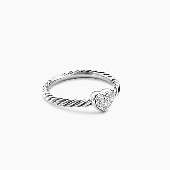 David Yurman Petite Pave Heart Stack Ring with Diamonds