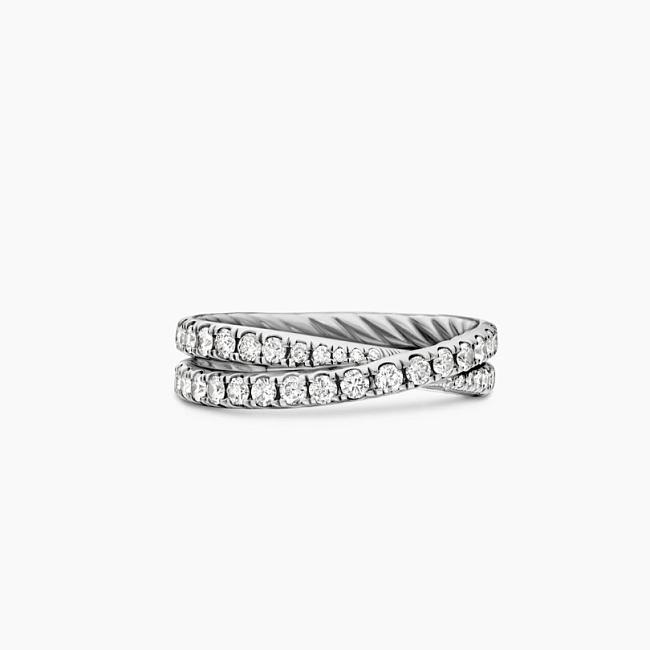 DY CROSSOVER® BAND RING Platinum with Diamonds, 5.2mm - 1