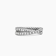 DY CROSSOVER® BAND RING Platinum with Diamonds, 5.2mm - 1