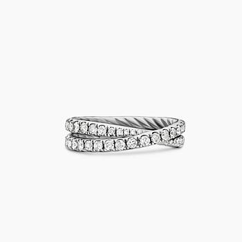 DY CROSSOVER® BAND RING Platinum with Diamonds, 5.2mm