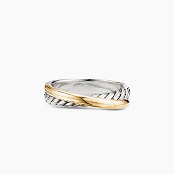 David Yurman Crossover Two-Row Ring in Sterling Silver with 14K Yellow Gold, 7.5mm