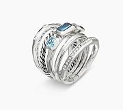 David Yurman Stax Wide Blue Topaz & Diamond Ring - 1