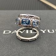 David Yurman Stax Wide Blue Topaz & Diamond Ring - 5