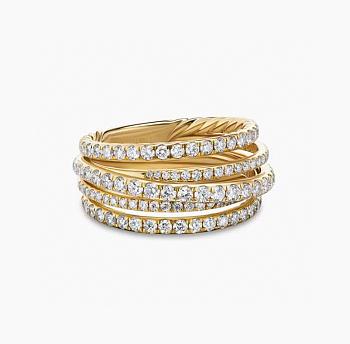 David Yurman Pave Crossover Ring in 18K Yellow Gold with Diamonds