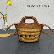  Tropicalia Small Bag in brown leather and raffia-effect fabric 14.5x12x10cm - 1