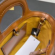  Tropicalia Small Bag in brown leather and raffia-effect fabric 14.5x12x10cm - 5