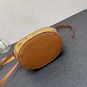  Tropicalia Small Bag in brown leather and raffia-effect fabric 14.5x12x10cm - 3