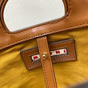  Tropicalia Small Bag in brown leather and raffia-effect fabric 14.5x12x10cm - 2