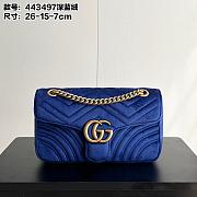 Gucci Velvet Matelasse Small GG marmont bag Cobalt blue 26x15x7cm - 1