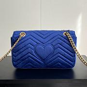 Gucci Velvet Matelasse Small GG marmont bag Cobalt blue 26x15x7cm - 6