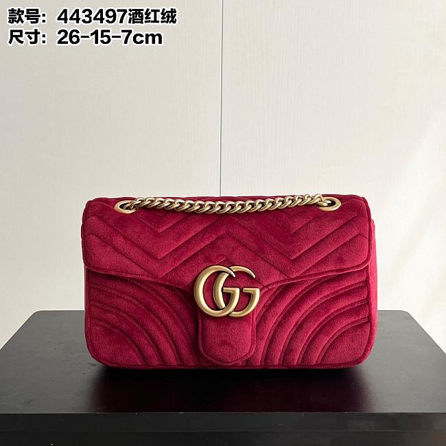 Gucci burgundy velvet Mattresse small GG Mamont handbag 26x5x7cm - 1