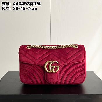 Gucci burgundy velvet Mattresse small GG Mamont handbag 26x5x7cm