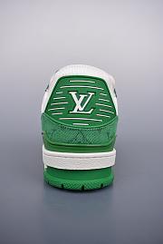 Louis Vuitton LV Trainer Green Monogram Denim White - 5