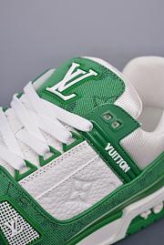 Louis Vuitton LV Trainer Green Monogram Denim White - 4