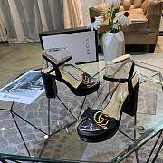 Gucci Marmont leather sandals, black leather 10cm heel. - 3