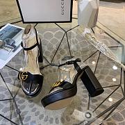 Gucci Marmont leather sandals, black leather 10cm heel. - 6