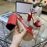 Gucci Marmont leather sandals red leather  10cm heel. - 6