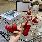 Gucci Marmont leather sandals red leather  10cm heel. - 5