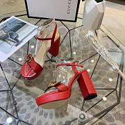 Gucci Marmont leather sandals red leather  10cm heel. - 4