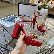 Gucci Marmont leather sandals red leather  10cm heel. - 2