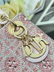 Christian Dior Metallic Calfskin Satin Celestial Bead Embroidery Cannage Mini Lady Dior Rose Des Vents17x15x7 - 6