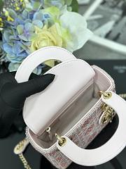 Christian Dior Metallic Calfskin Satin Celestial Bead Embroidery Cannage Mini Lady Dior Rose Des Vents17x15x7 - 5