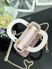 Christian Dior Metallic Calfskin Satin Celestial Bead Embroidery Cannage Mini Lady Dior Rose Des Vents17x15x7 - 3