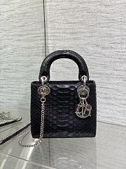 Snakeskin Mini Lady Dior Black 17cm - 1