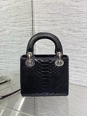 Snakeskin Mini Lady Dior Black 17cm - 6